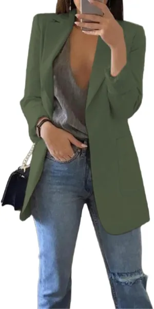 Womens Casual Blazers Business Oversized Blazer Jacket Long Sleeve Open Front Work Office Blazer Trendy Clothes