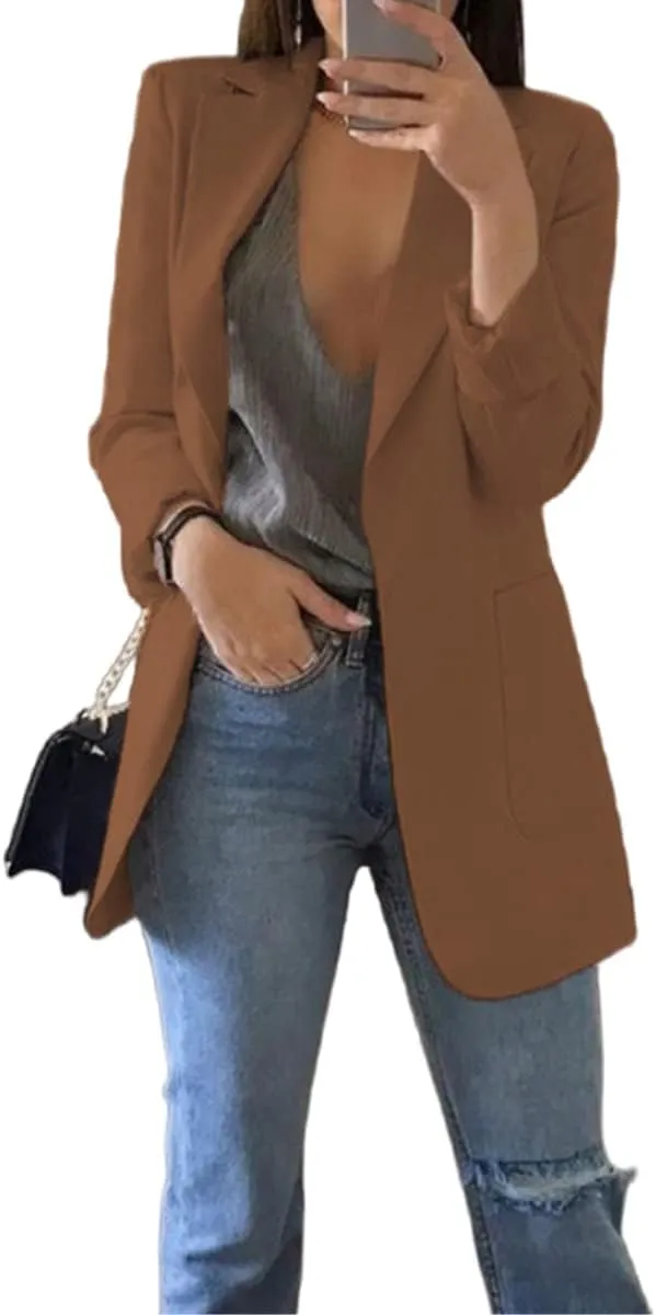 Womens Casual Blazers Business Oversized Blazer Jacket Long Sleeve Open Front Work Office Blazer Trendy Clothes