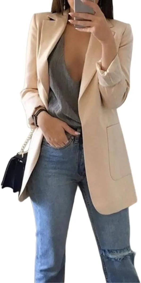Womens Casual Blazers Business Oversized Blazer Jacket Long Sleeve Open Front Work Office Blazer Trendy Clothes