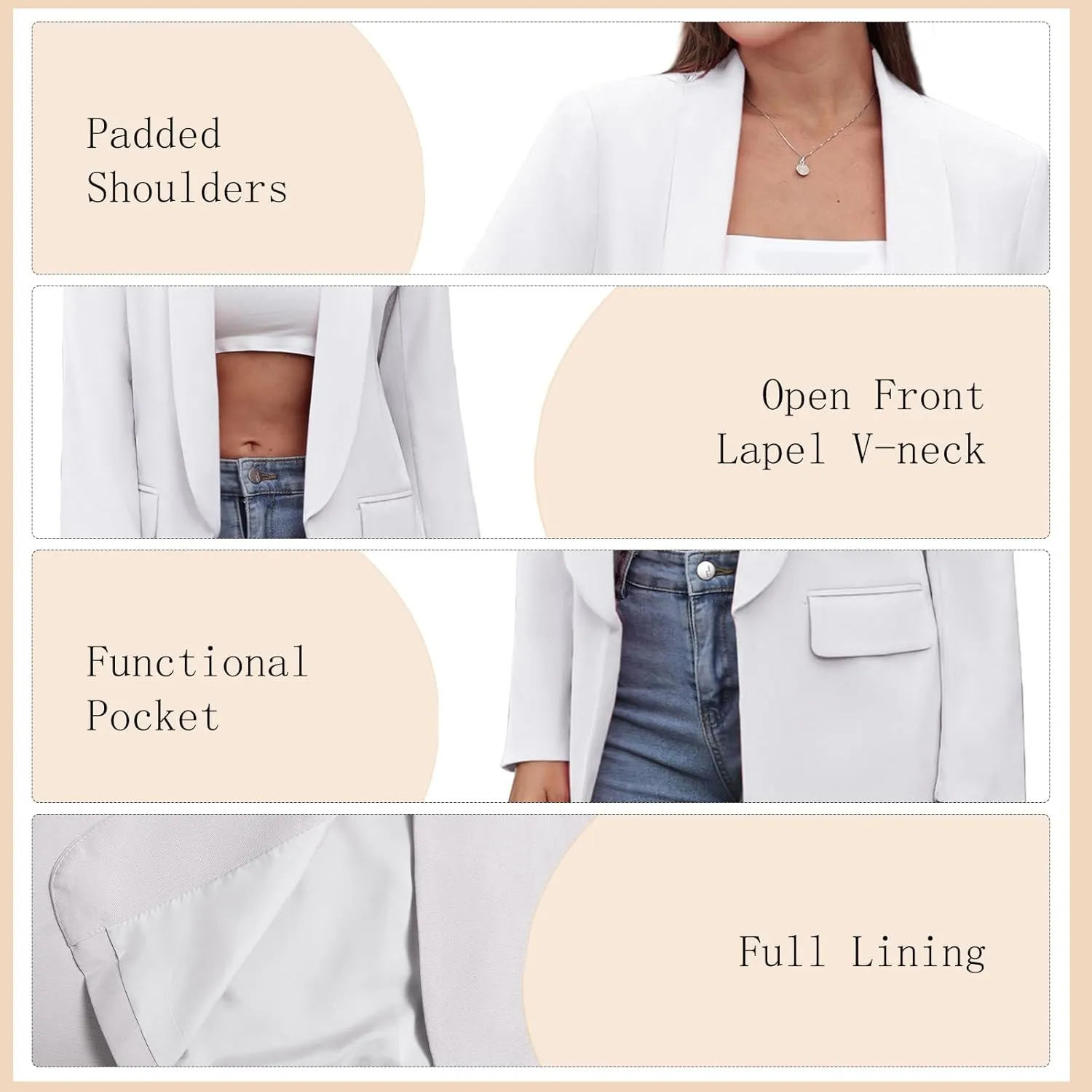Womens Casual Blazers Open Front Long Sleeve Fashion Suit Jacket Work Office Suit 2025 Spring Fall Trendy