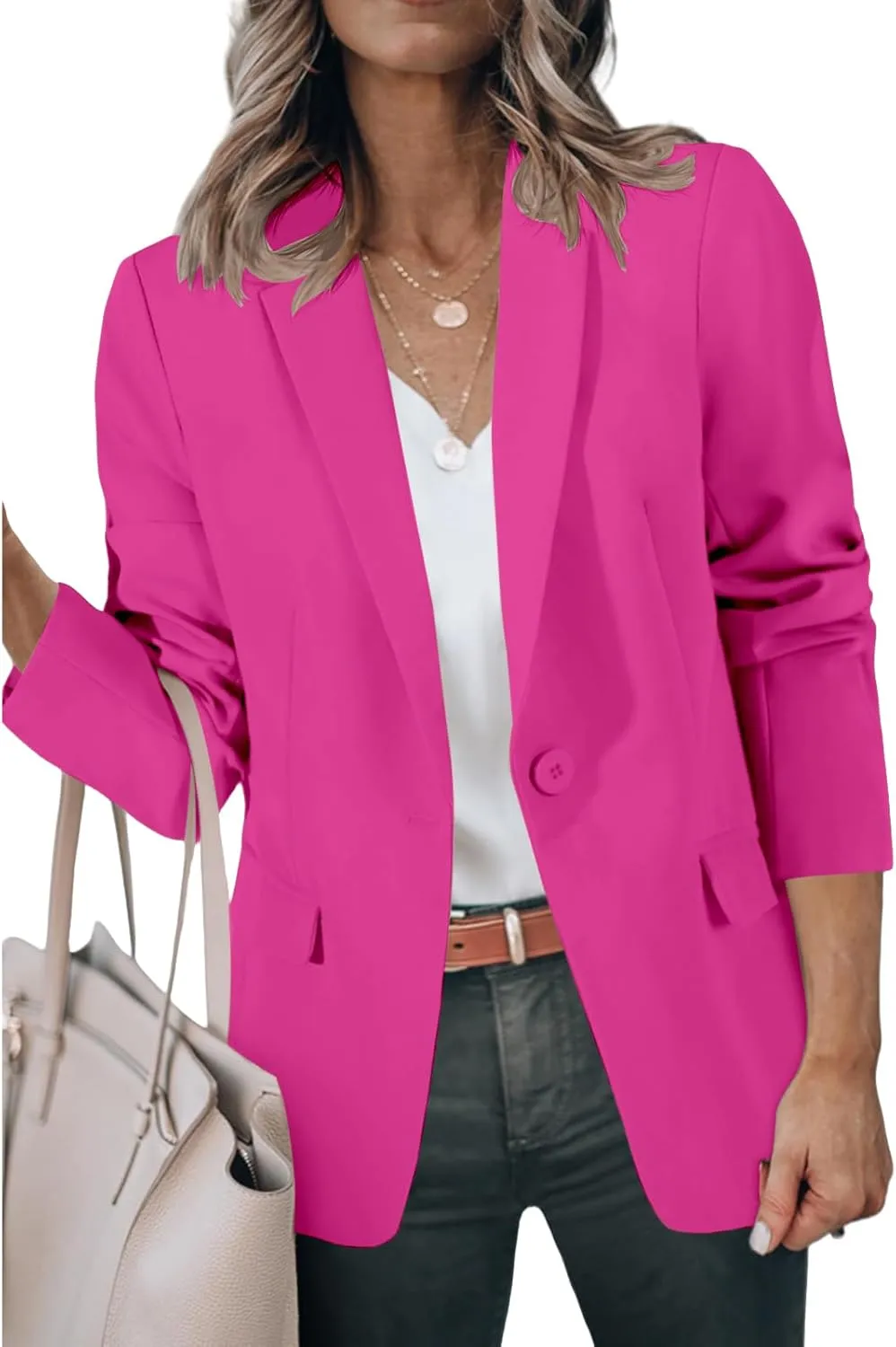 Womens Casual Blazers Open Front Long Sleeve Notch Lapel Blazers Work Blazer Jackets Business Outfits