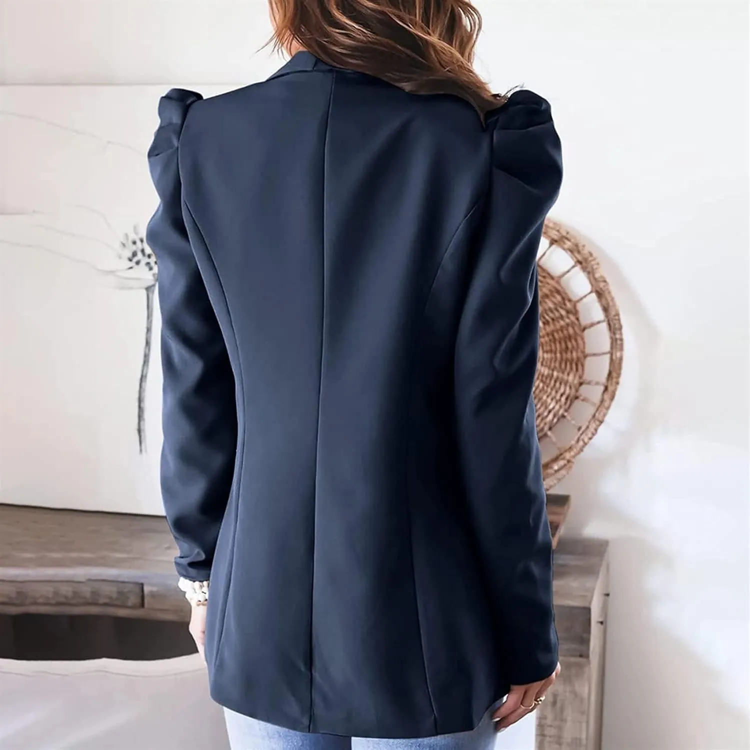 Womens Casual Blazers Puff Sleeve Suit Jacket Open Front Cardigan Jacket Work Office Blazer Business Outfits Tops
