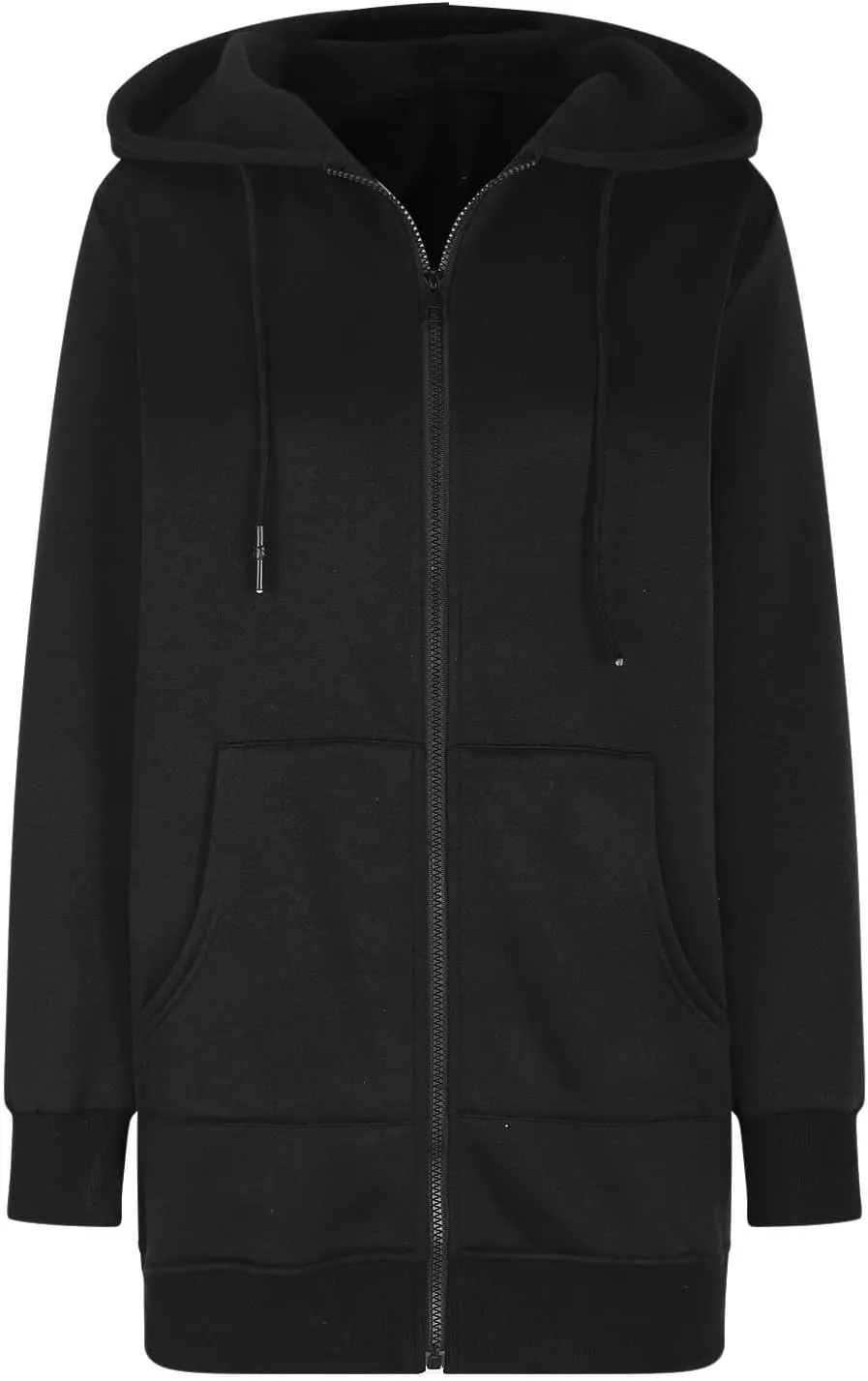 Women's Casual Long Hoodies with Pockets Tunic Sweatshirt Outerwear Jacket With Pockets Fashion Fleece Winter Coat