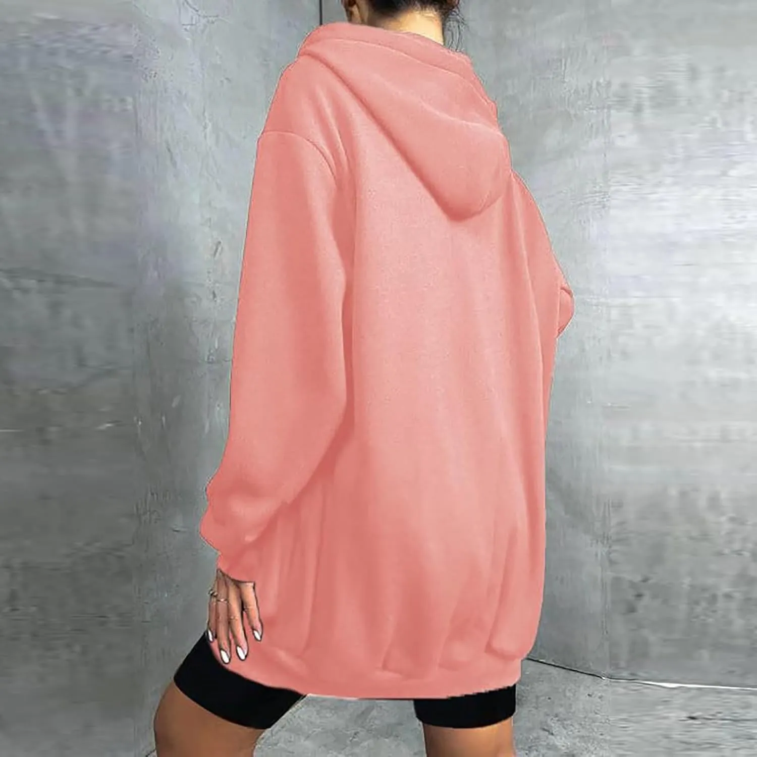 Women's Casual Long Hoodies with Pockets Tunic Sweatshirt Outerwear Jacket With Pockets Fashion Fleece Winter Coat