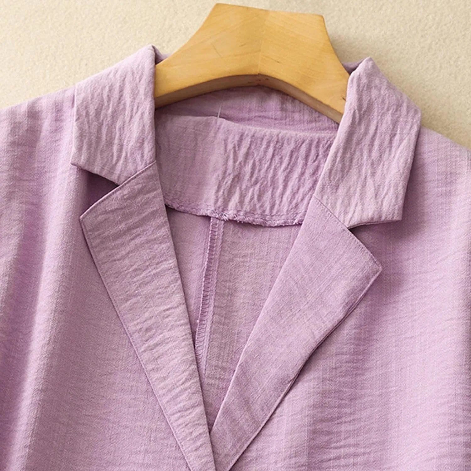 Womens Cotton Linen Blazers Fashion Fall 3/4 Sleeve Lapel Button Cardigans Dressy Casual Lightweight Vintage Jackets