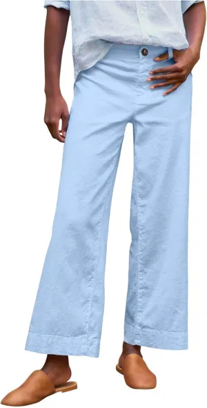 Womens Cropped Palazzo Pants Summer Capri Work Pants Ankle Length Dress Trouser Spring Straight Leg Chino Slacks 2025