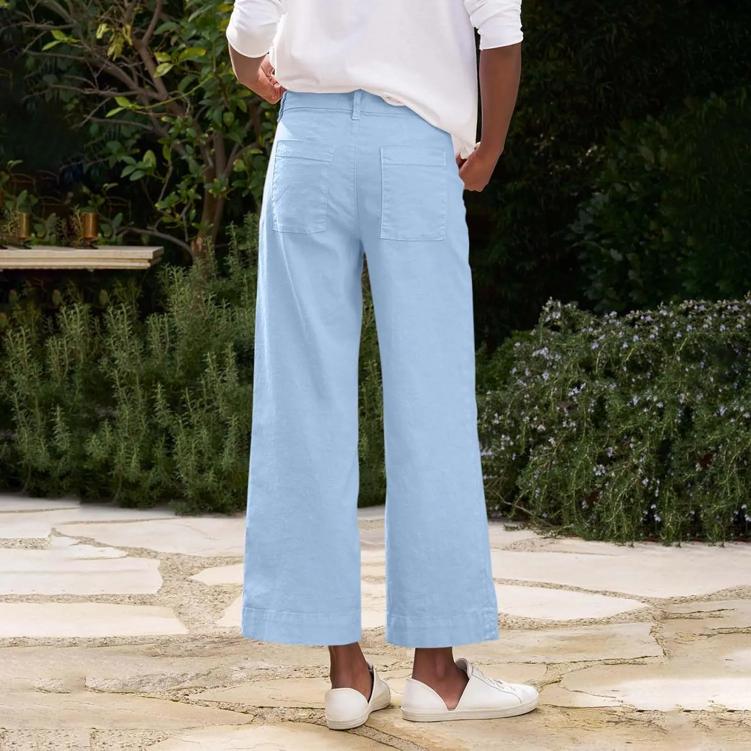 Womens Cropped Palazzo Pants Summer Capri Work Pants Ankle Length Dress Trouser Spring Straight Leg Chino Slacks 2025