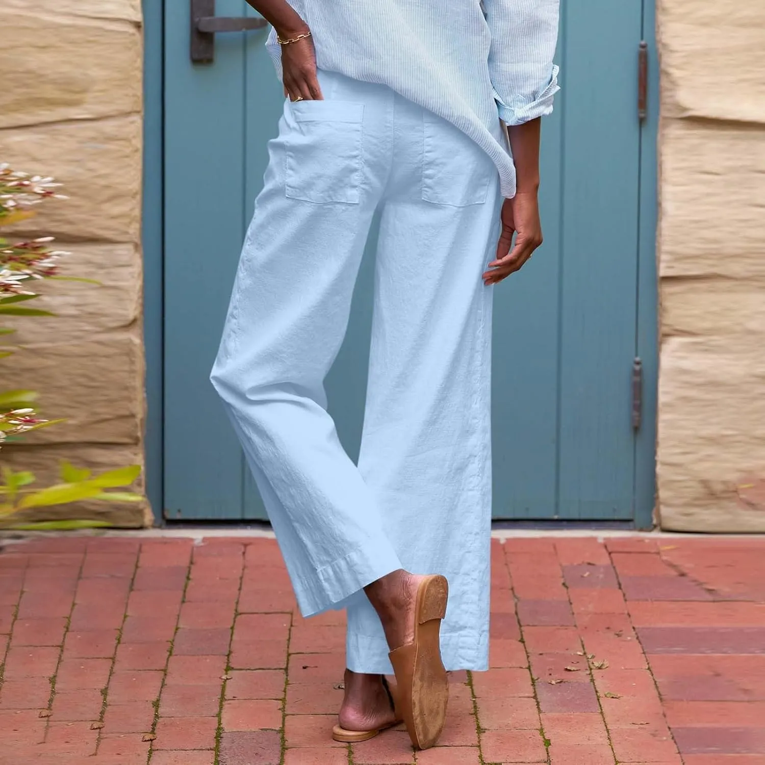 Womens Cropped Palazzo Pants Summer Capri Work Pants Ankle Length Dress Trouser Spring Straight Leg Chino Slacks 2025