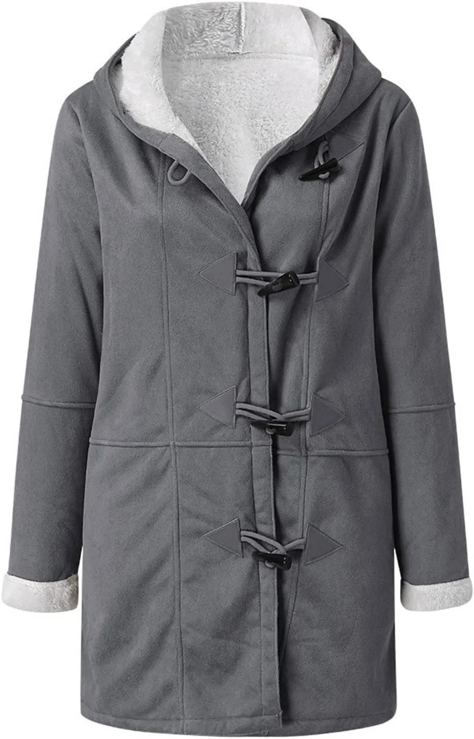 Women's Fleece Winter Warm Jackets Sherpa Lined Fuzzy Coats Button Down Casual Collar Outerwear Loose Teddy Coats