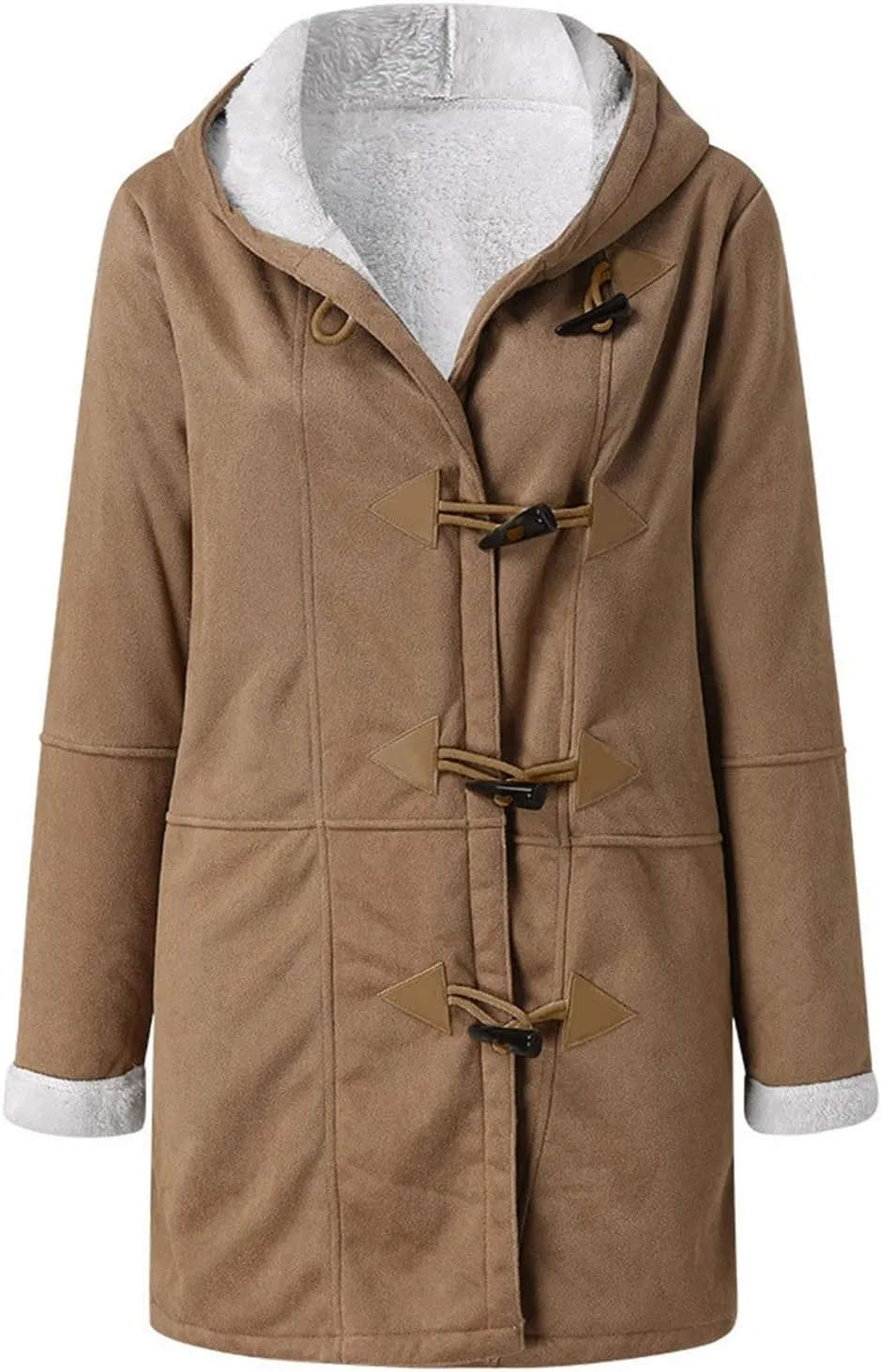 Women's Fleece Winter Warm Jackets Sherpa Lined Fuzzy Coats Button Down Casual Collar Outerwear Loose Teddy Coats