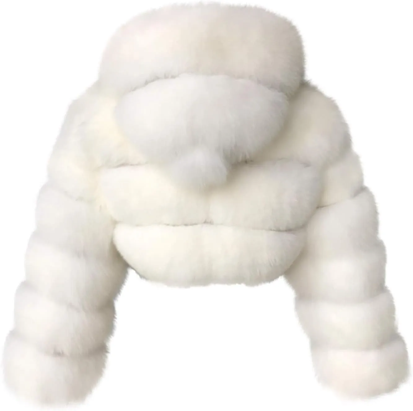 Womens Fluffy Faux Fur Coats Fashion Luxury Thick Warm Cropped Hooded Jacket Plus Size Stitching Fur Cardigan Coat