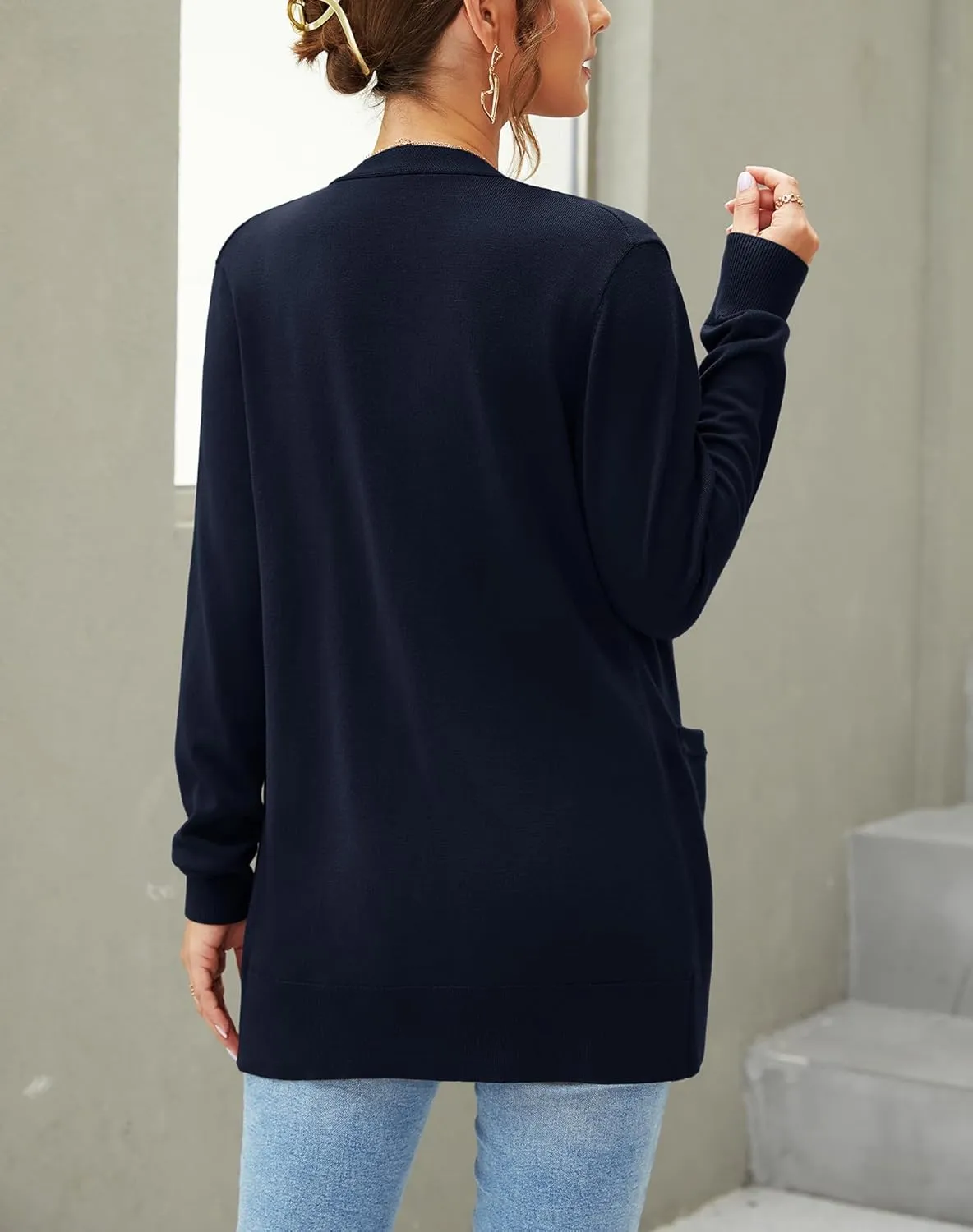 Women's Knit Soft Cardigan Sweaters Dressy Casual Lightweight Long Sleeve Open Front Cardigans Jacket with Pockets