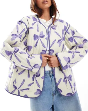 Women's Leopard Quilted Jacket Tie Front Lightweight Puffer Padded Coats with Pockets