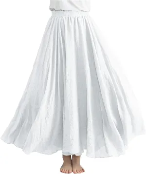 Women's Linen Maxi Skirts High Waist Ankle Length Skirt Solid Color Loose Casual Skirt Summer Flowy Long Skirts
