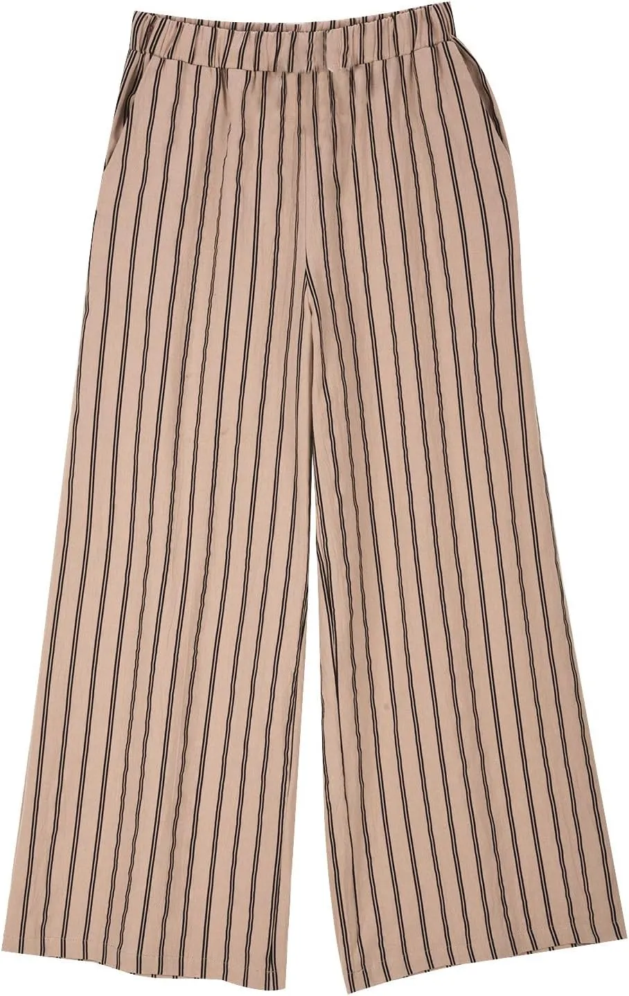Womens Linen Stripe Pants Summer Boho Pants for 2024 Straight Leg Pants Elastic Waist Pants Loose Fitting Pants