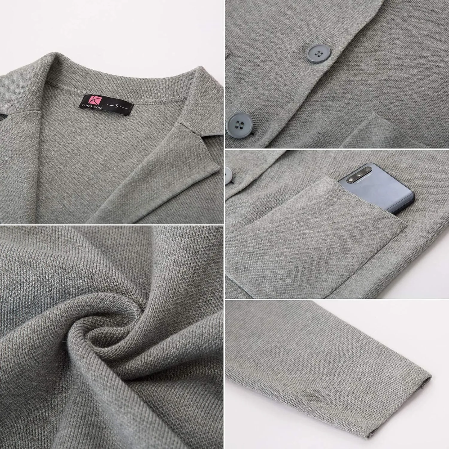 Women's Long Sleeve Casual Blazer Work Office Bussiness Jacket with Pocket