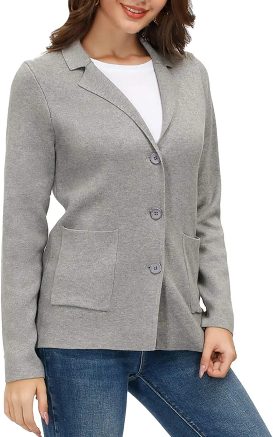 Women's Long Sleeve Casual Blazer Work Office Bussiness Jacket with Pocket