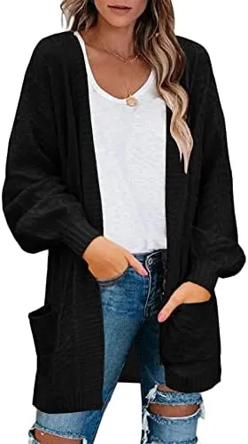 Womens Long Sleeve Open Front Oversized Cardigans Casual Chunky Knit Sweater Outwear Coats