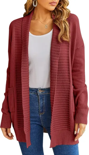 Womens Long Sleeve Open Front Oversized Cardigans Casual Chunky Knit Sweater Outwear Coats