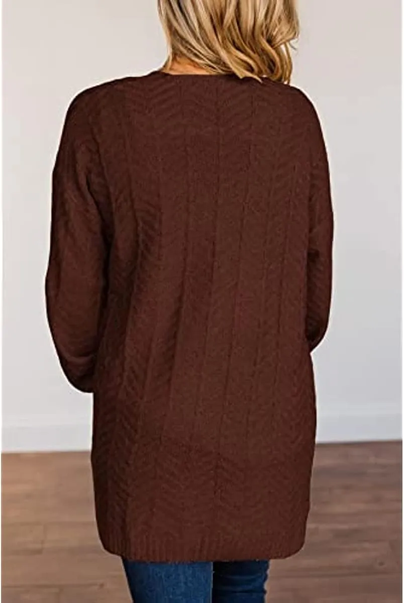 Womens Long Sleeve Open Front Oversized Cardigans Casual Chunky Knit Sweater Outwear Coats