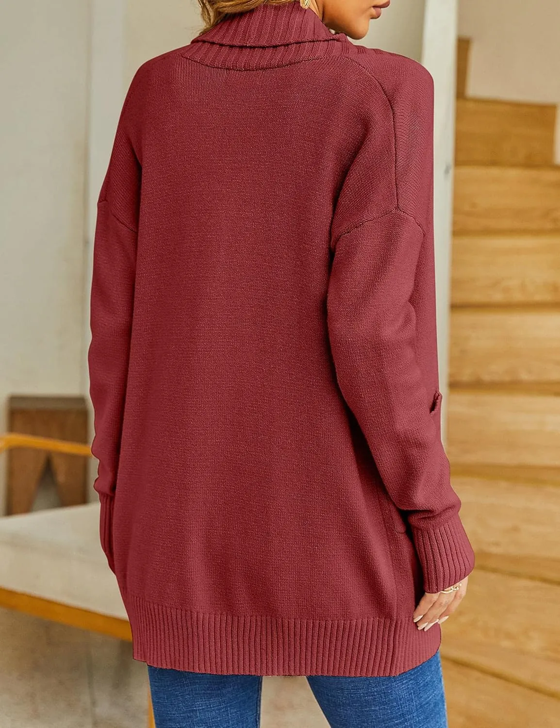 Womens Long Sleeve Open Front Oversized Cardigans Casual Chunky Knit Sweater Outwear Coats