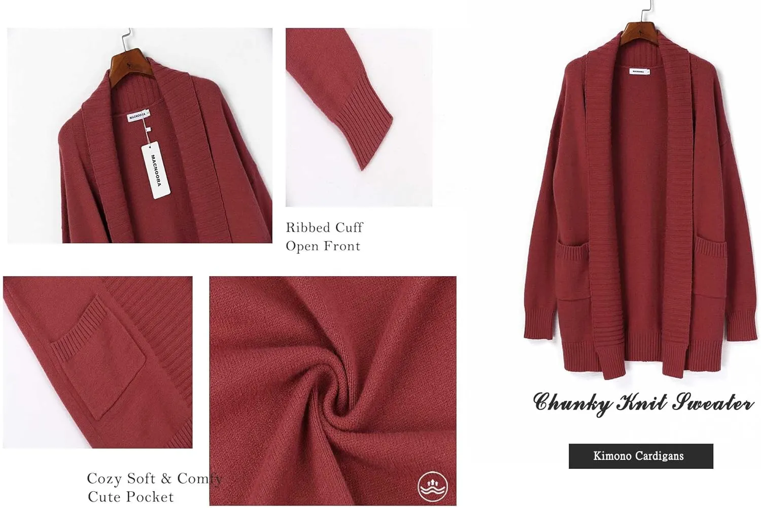 Womens Long Sleeve Open Front Oversized Cardigans Casual Chunky Knit Sweater Outwear Coats
