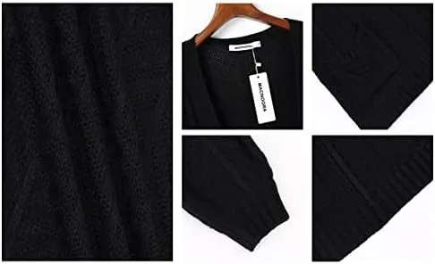Womens Long Sleeve Open Front Oversized Cardigans Casual Chunky Knit Sweater Outwear Coats