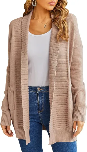 Womens Long Sleeve Open Front Oversized Cardigans Casual Chunky Knit Sweater Outwear Coats