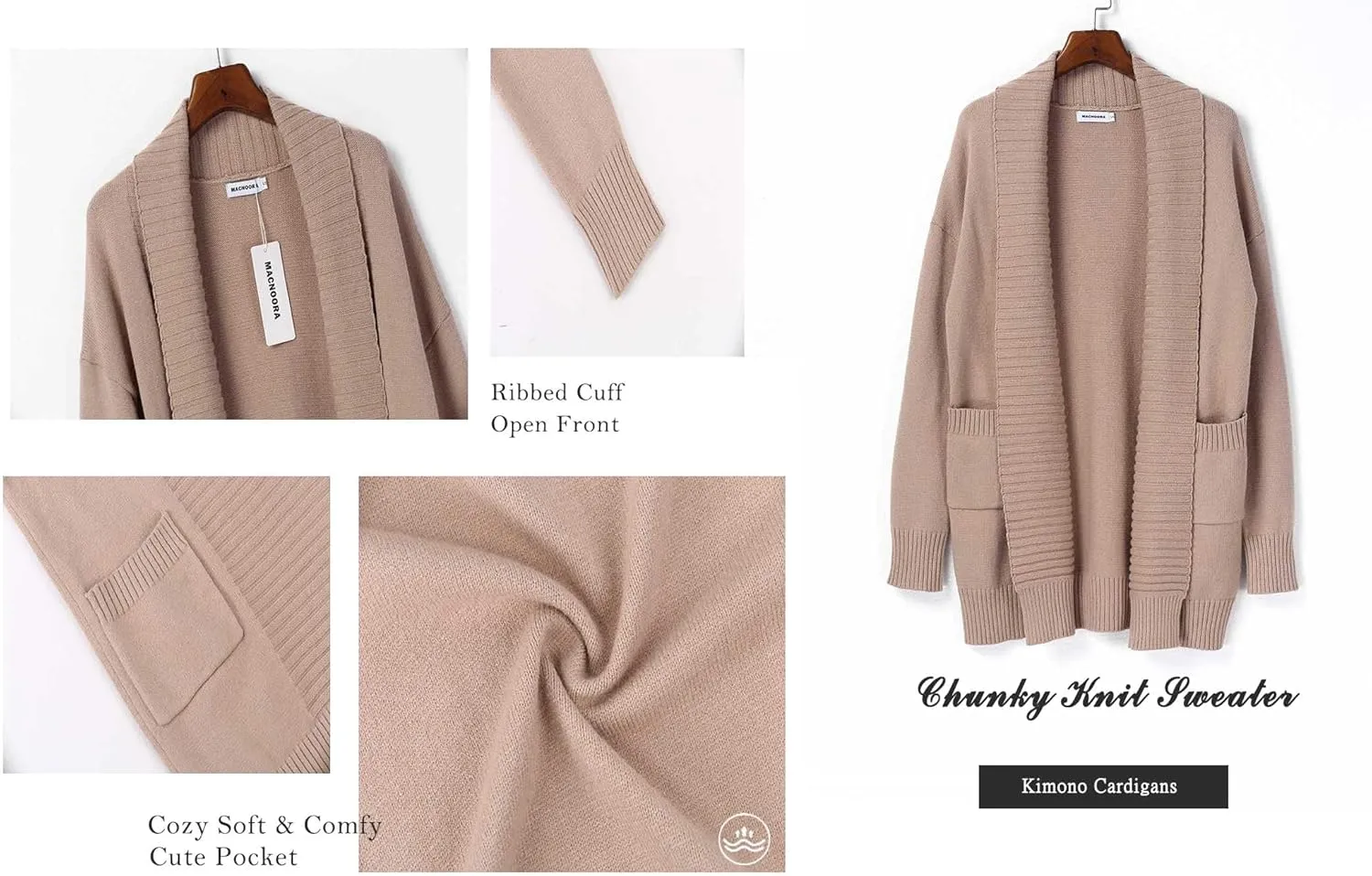 Womens Long Sleeve Open Front Oversized Cardigans Casual Chunky Knit Sweater Outwear Coats