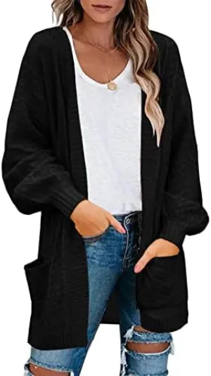 Womens Long Sleeve Open Front Oversized Cardigans Casual Chunky Knit Sweater Outwear Coats