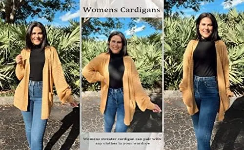 Womens Long Sleeve Open Front Oversized Cardigans Casual Chunky Knit Sweater Outwear Coats