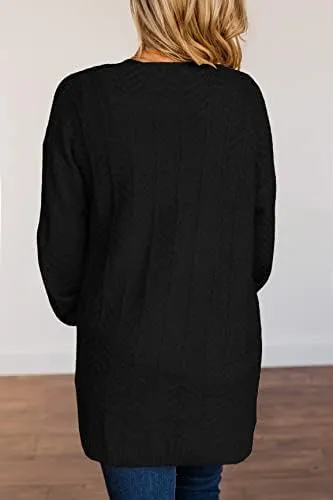 Womens Long Sleeve Open Front Oversized Cardigans Casual Chunky Knit Sweater Outwear Coats