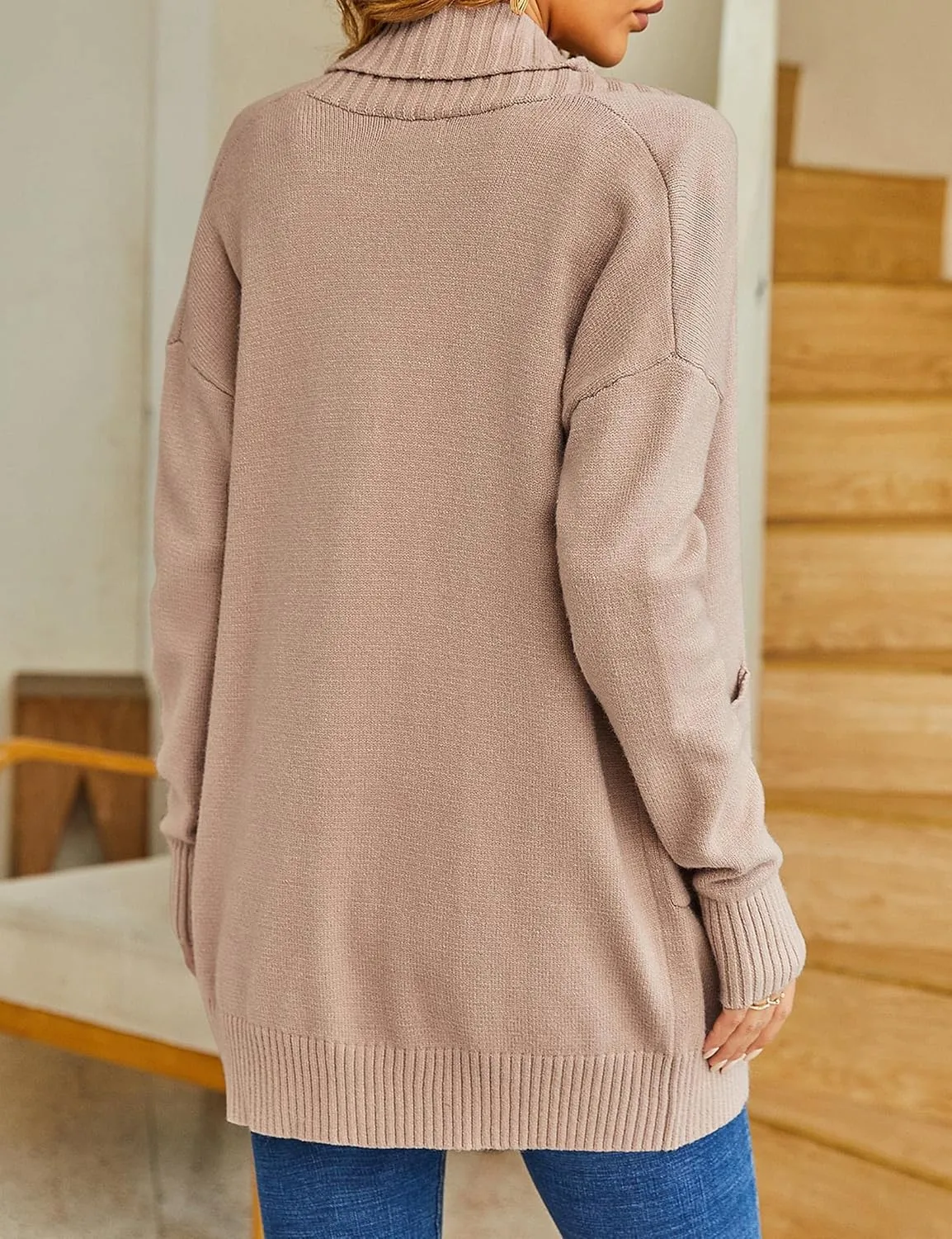 Womens Long Sleeve Open Front Oversized Cardigans Casual Chunky Knit Sweater Outwear Coats