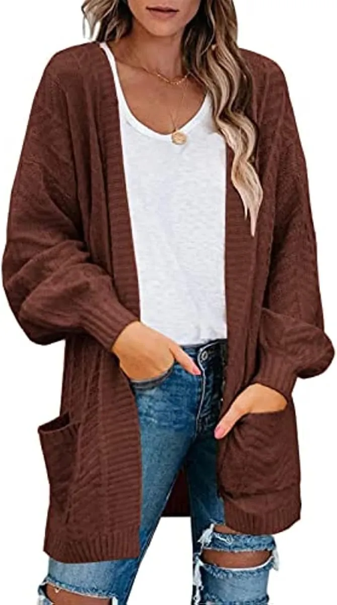 Womens Long Sleeve Open Front Oversized Cardigans Casual Chunky Knit Sweater Outwear Coats
