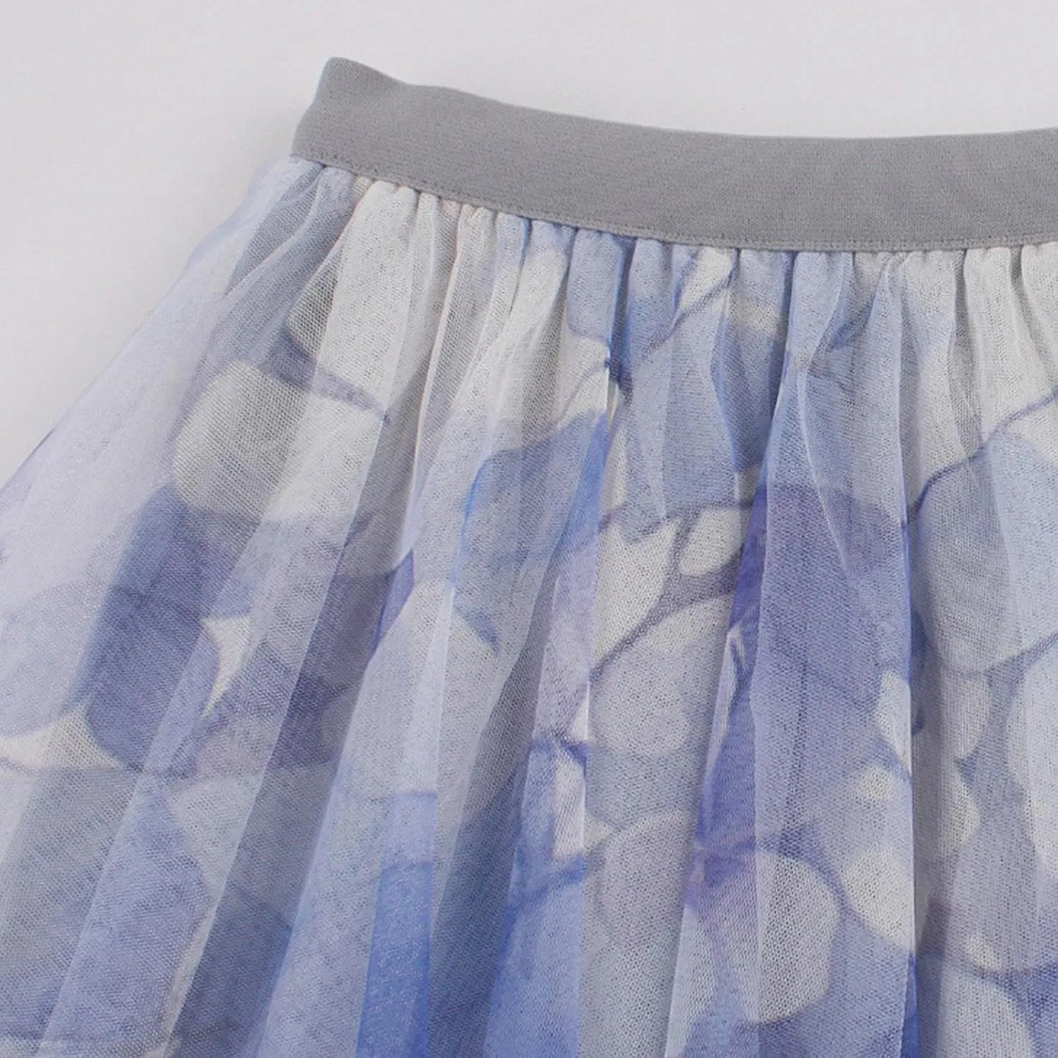 Women's Long Tulle Casual Skirts Boho Floral Printed Mesh Long Skirt Elastic High Waist A-Line Maxi Skirts for Women