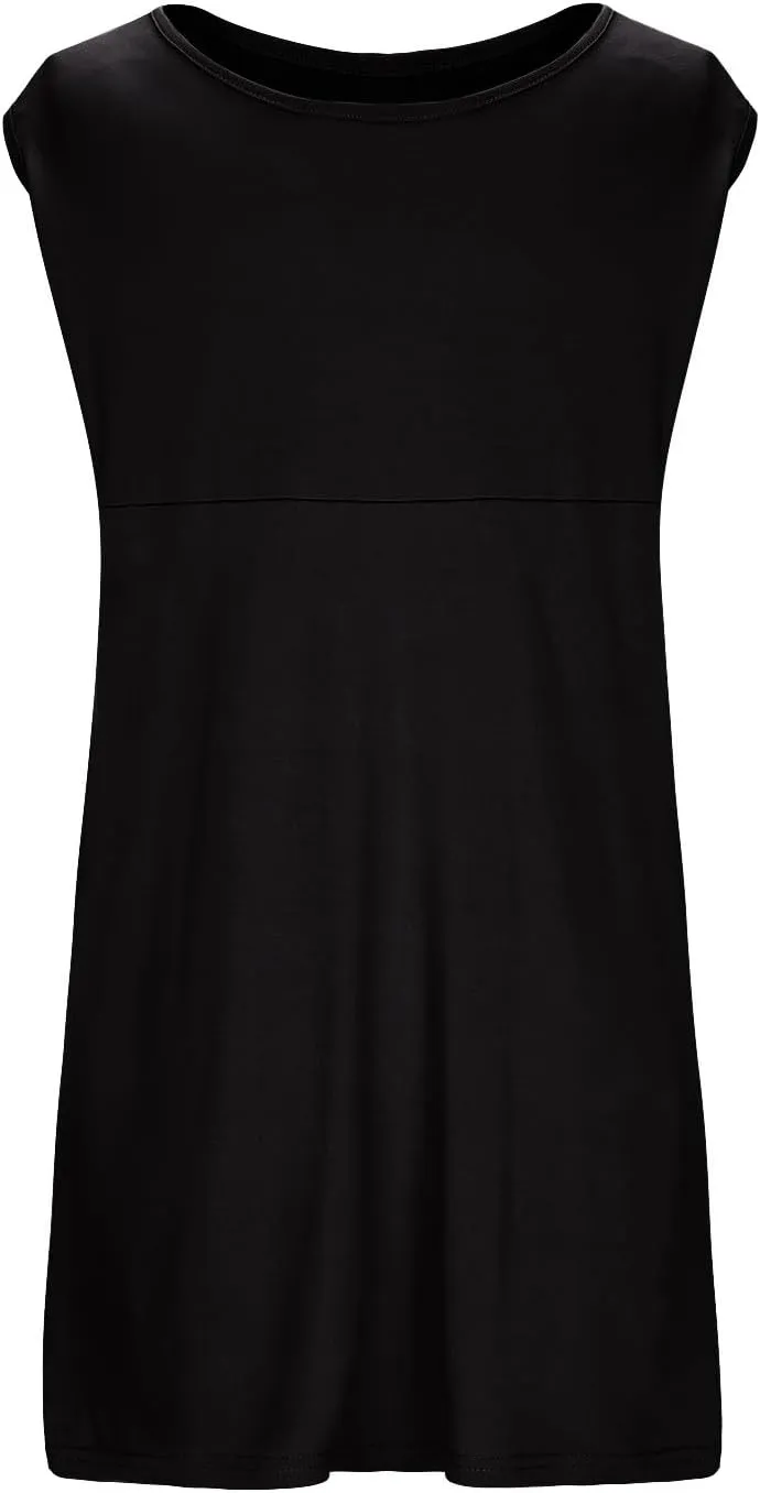 Women's Maternity Solid Sleeveless Round Neck Flare Hem Dress Casual High Waist A Line Dresses Flared Pregnancy Tank Dresses