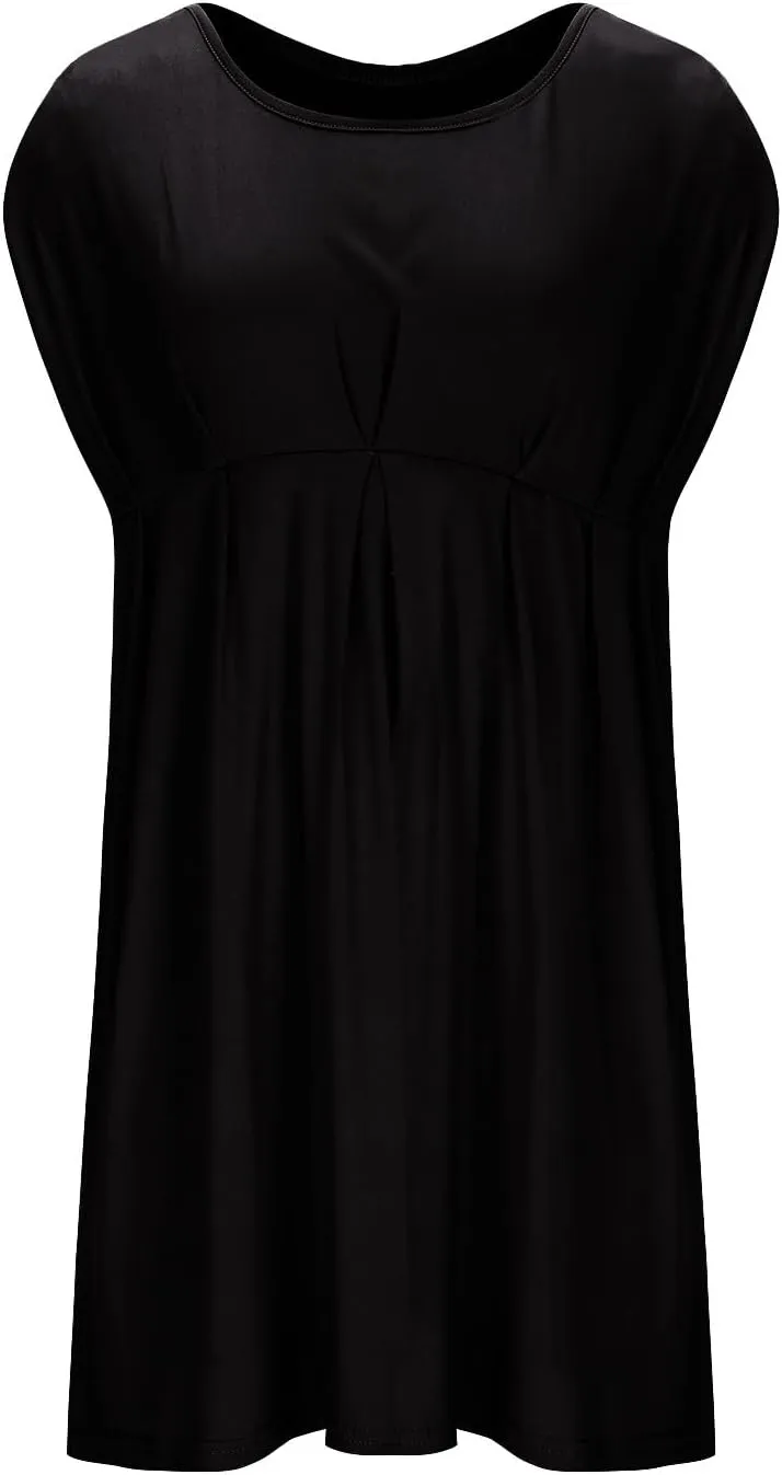 Women's Maternity Solid Sleeveless Round Neck Flare Hem Dress Casual High Waist A Line Dresses Flared Pregnancy Tank Dresses