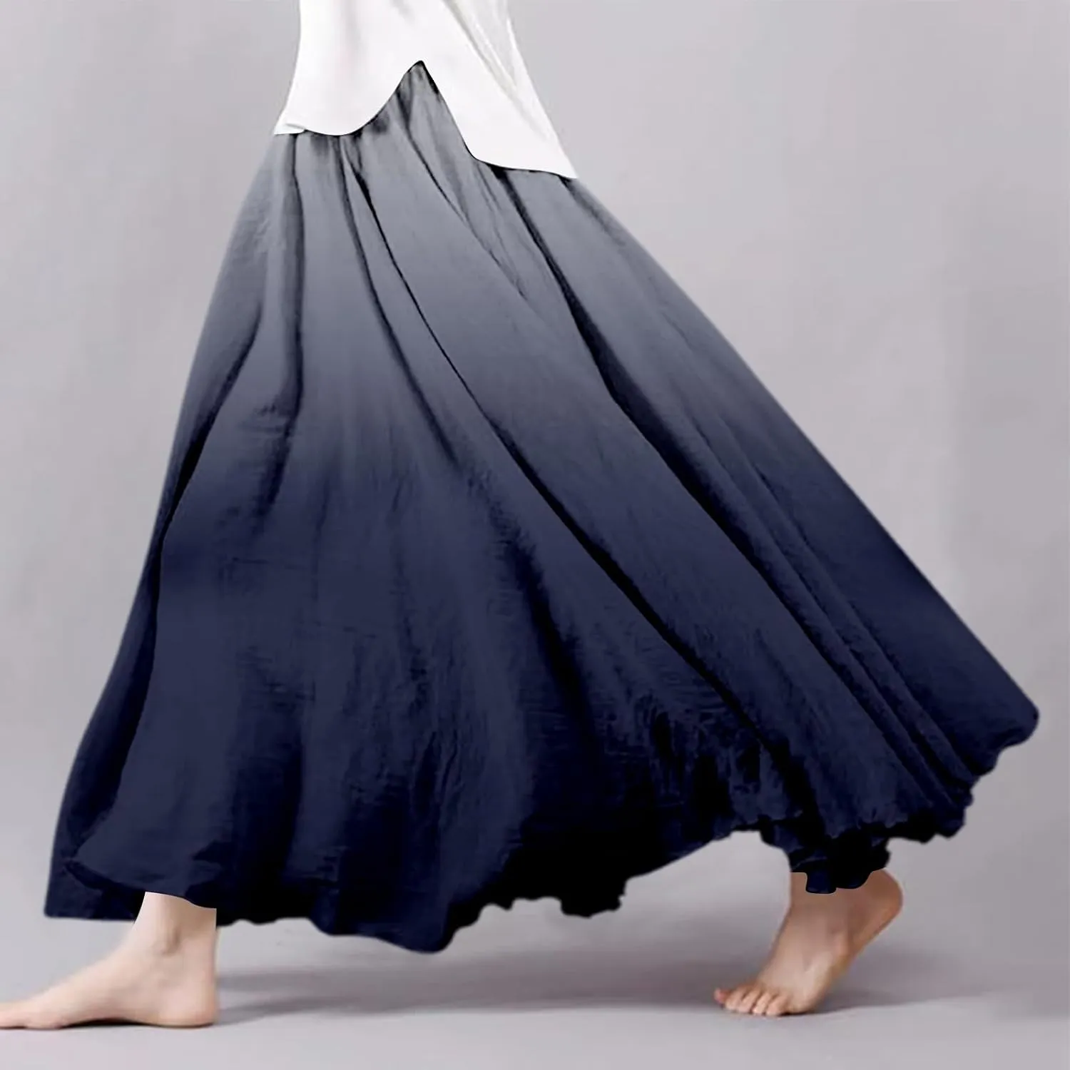 Womens Maxi Skirt Dress Boho Flowy Swing A-Line Elastic Waist Pleated Beach Vacation Long Skirrts Swimsuit Cover Ups