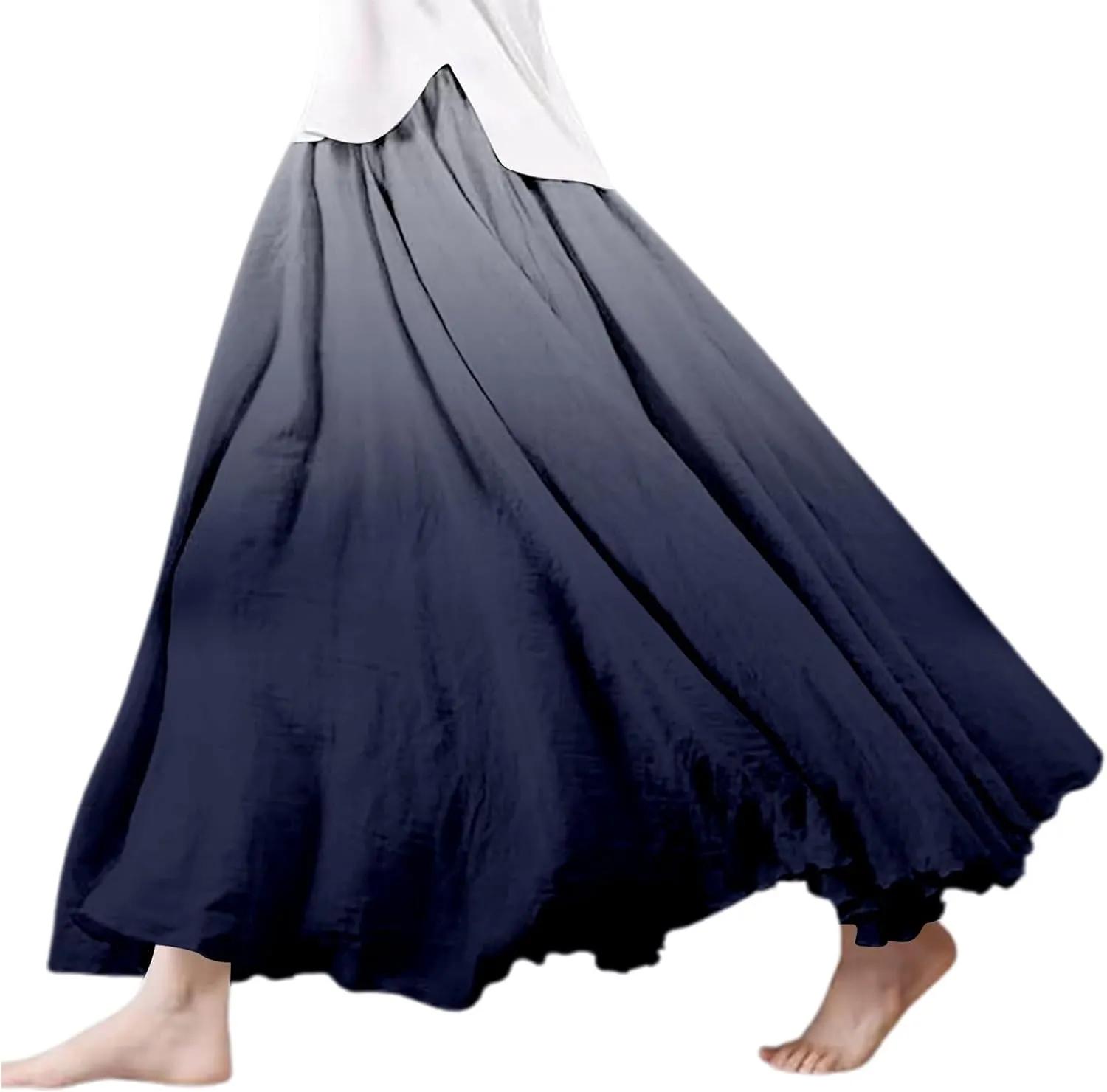 Womens Maxi Skirt Dress Boho Flowy Swing A-Line Elastic Waist Pleated Beach Vacation Long Skirrts Swimsuit Cover Ups