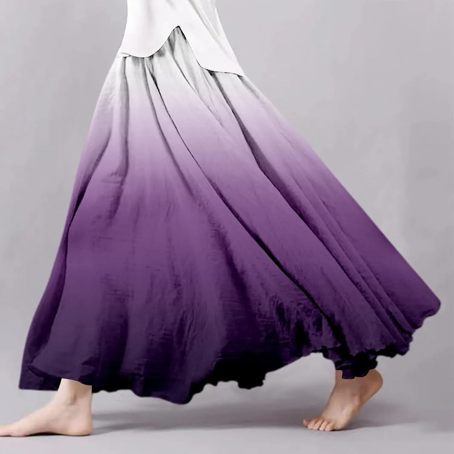 Womens Maxi Skirt Dress Boho Flowy Swing A-Line Elastic Waist Pleated Beach Vacation Long Skirrts Swimsuit Cover Ups