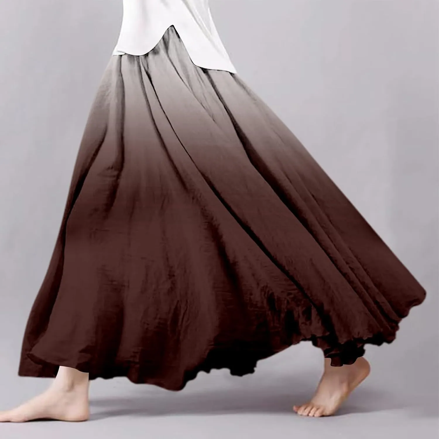 Womens Maxi Skirt Dress Boho Flowy Swing A-Line Elastic Waist Pleated Beach Vacation Long Skirrts Swimsuit Cover Ups