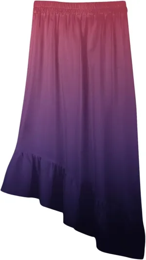 Women's Midi Skirt Boho Floral Maxi Skirt Summer Asymmetrical High Low Hem Flowy Dress Elegant Beach Vacation Clothing