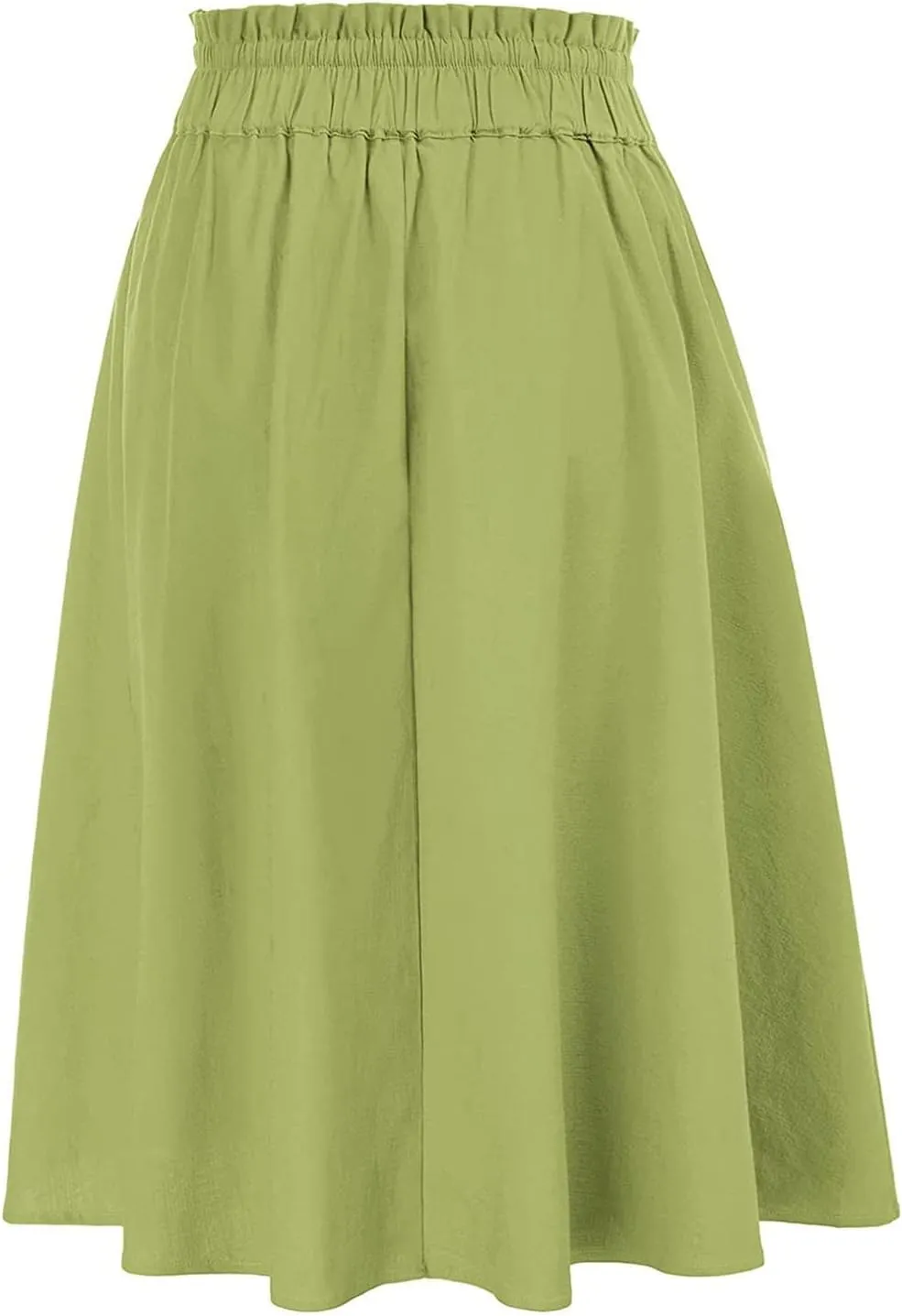 Women's Midi Skirt Boho Wood Ear Edge Layered Half Maxi Skirt Summer Casual Long Flowy Tiered Beach Vacation Dress