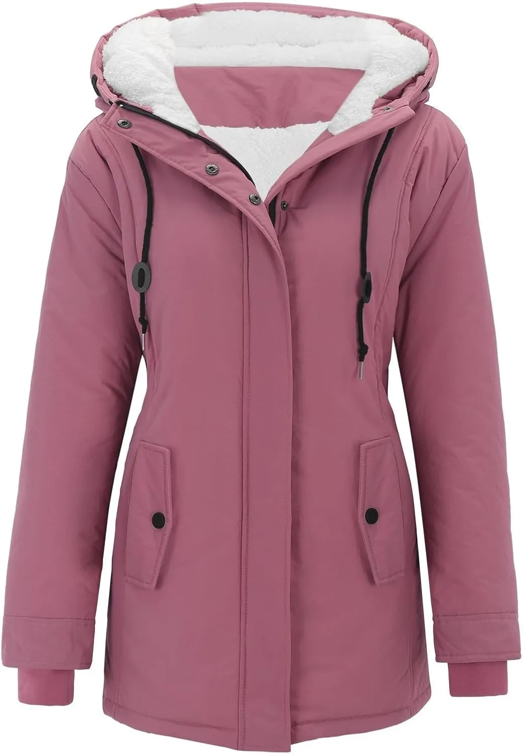 Womens Oversized Hooded Quilted Jacket Fleece Lined Warm Down Coat Plus Sized Long Sleeve Overcoat 2024 Winter Coat