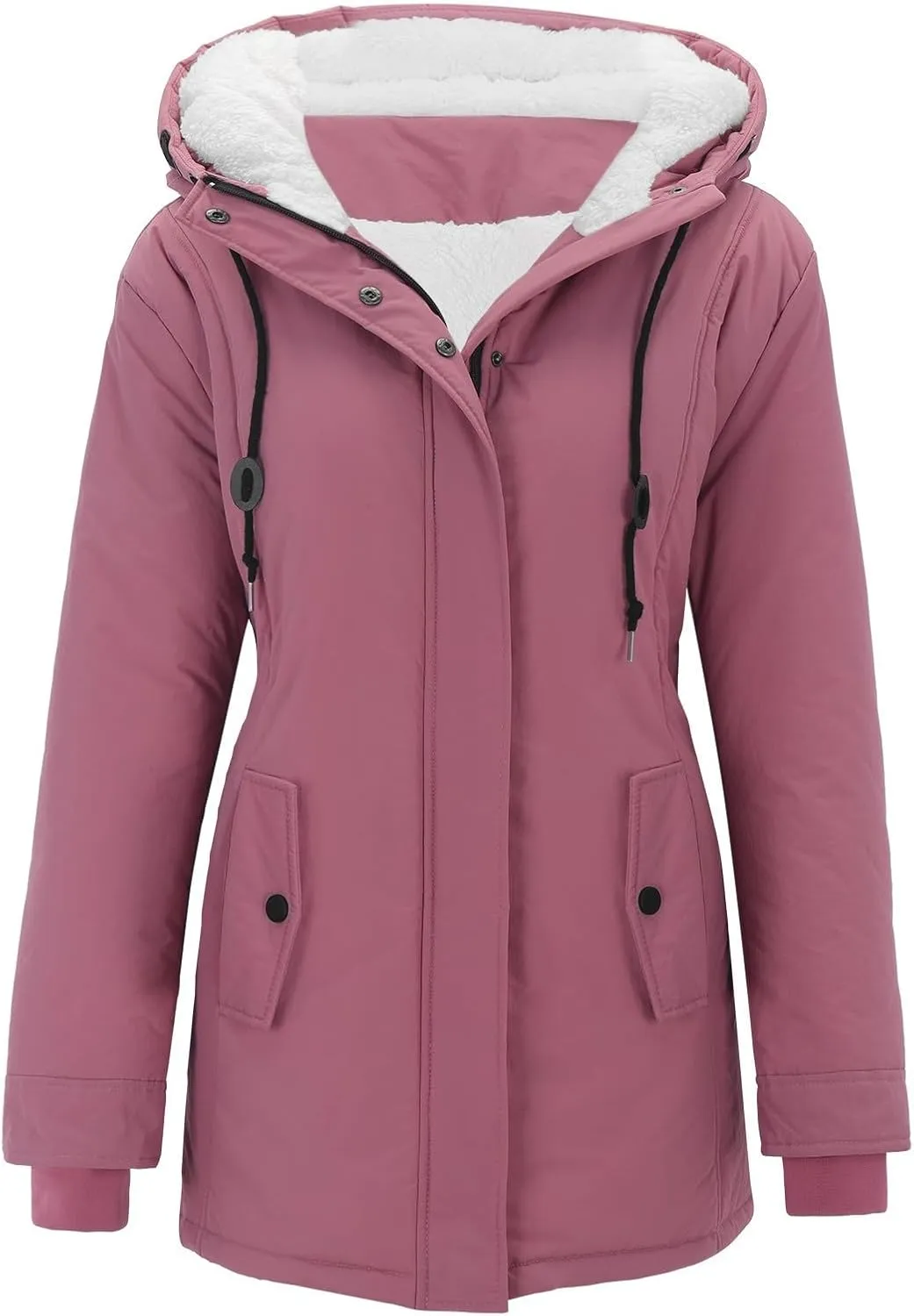 Womens Oversized Hooded Quilted Jacket Fleece Lined Warm Down Coat Plus Sized Long Sleeve Overcoat 2024 Winter Coat
