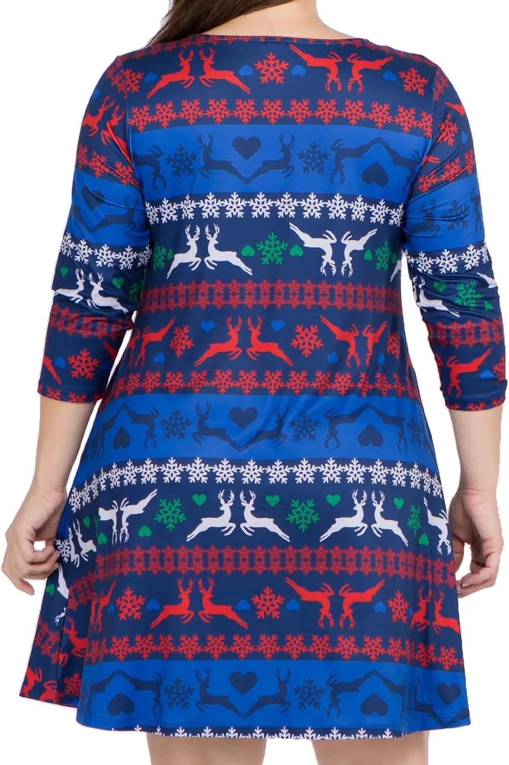 Women’s Printed Crew Neck A-Line Dresses with Pockets Casual Tropical Floral Novelty Animal Christmas Patterns
