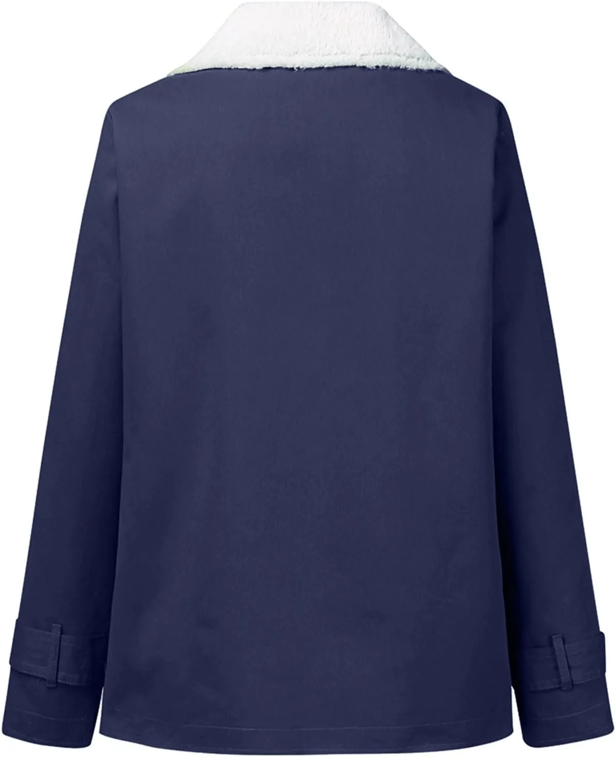 Womens Sherpa Lined Denim Jacket Lapel Collar Coat Plus Size Long Sleeve Button Down Outerwear Warm Winter Coats
