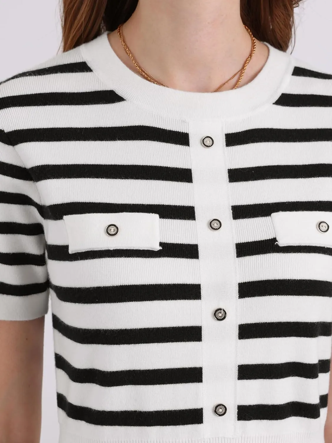 Women's Short Sleeve Sweater Dress Striped Printed Pleated Summer A-Line Knit Dresses