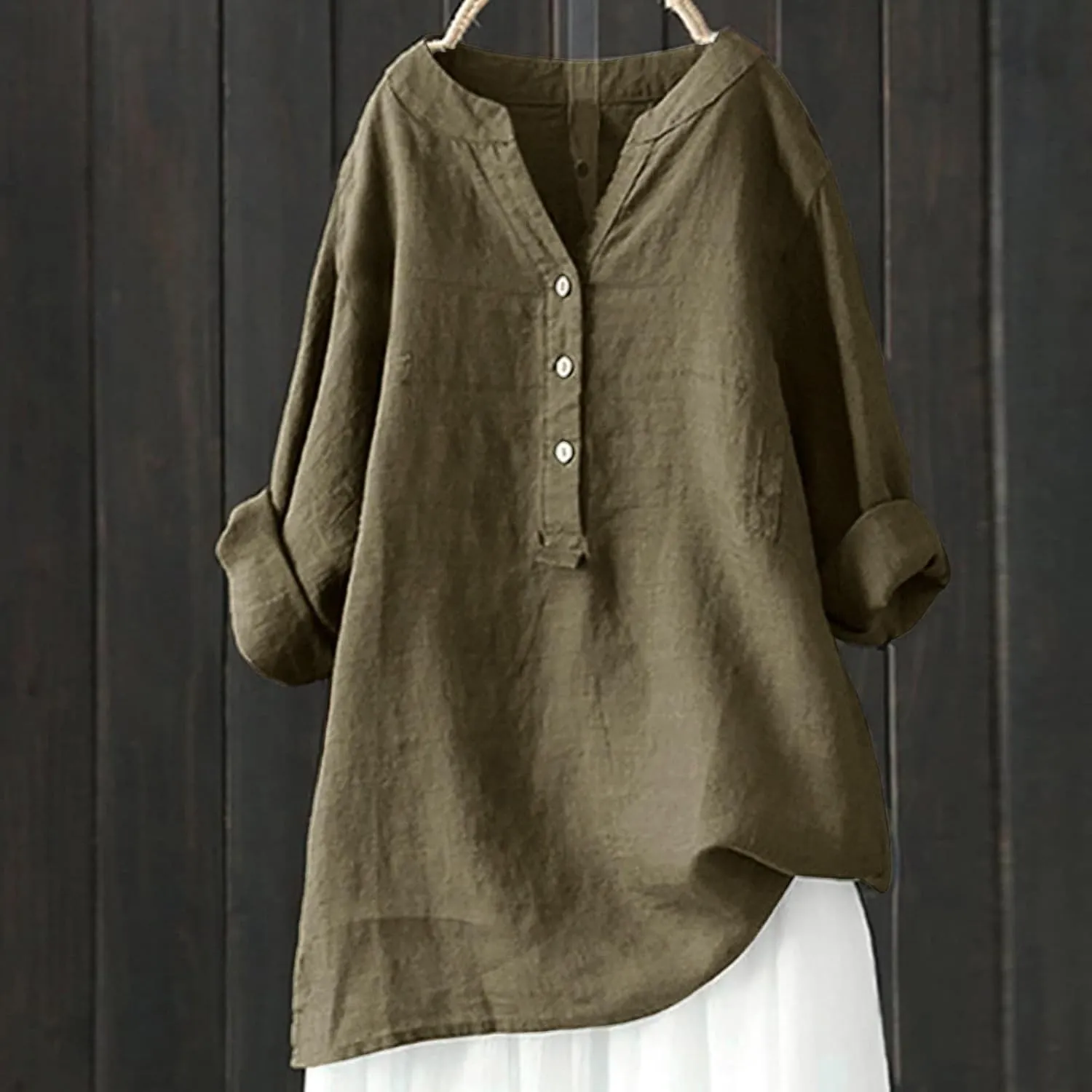 Womens Solid Color Linen Short Sleeve T Shirt Summer Comfy Casual Plus Size Tunic Tops V Neck Loose Fit Tshirt