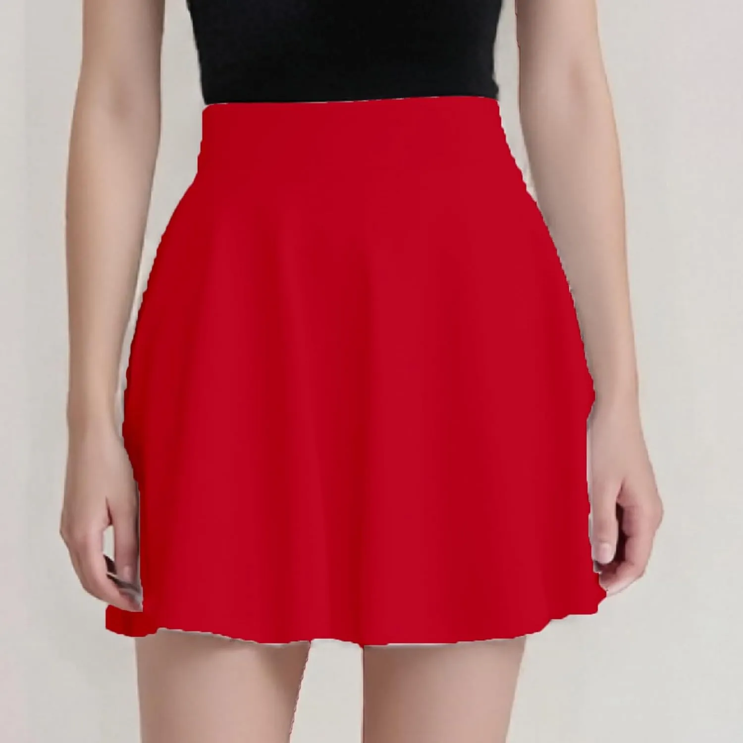 Women's Summer 2025 Basic Versatile Stretchy Flared Casual Flowy Mini Skater Skirt, M-5XL